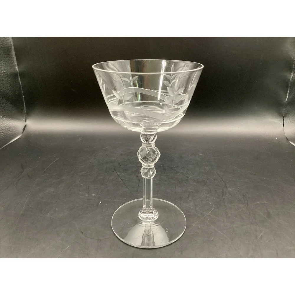 Vtg Set of 9‎ Etched Crystal Cordial Brandy Glasses-Wheat Pattern-5